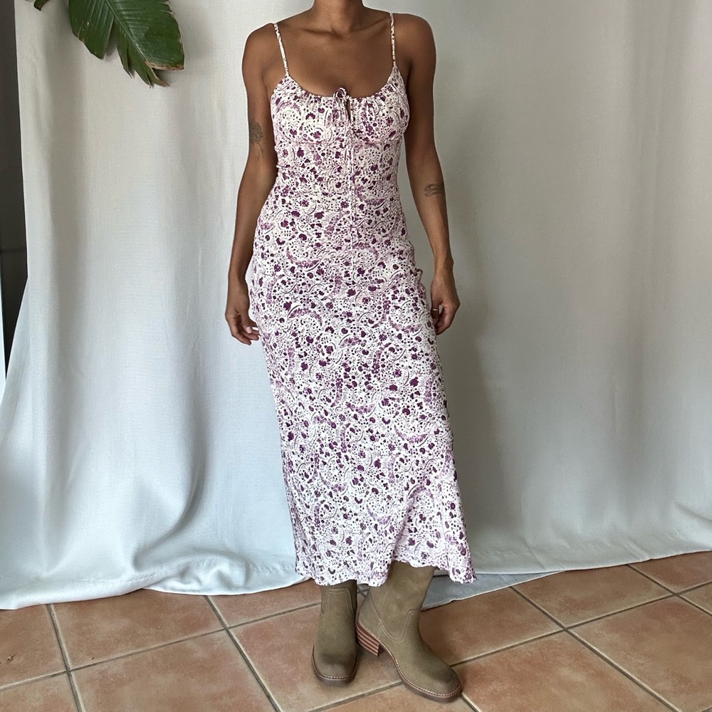 💗SOLD💗Realisation Par White and Purple Floral Maxi Dress